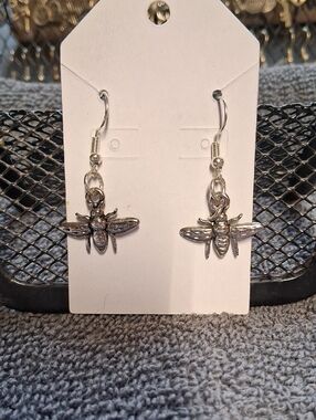 Silver Bee Dangle Earrings - Women Jewelry